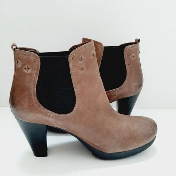 MARC High Heel Ankle Booties Genuine Leather Taupe Sz Eur 42 | US 11-11.5 - Picture 10 of 15